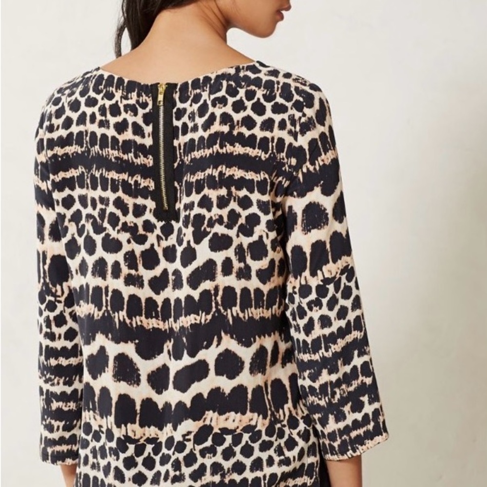 Maeve silk Animal Print Blouse - Black and Cream